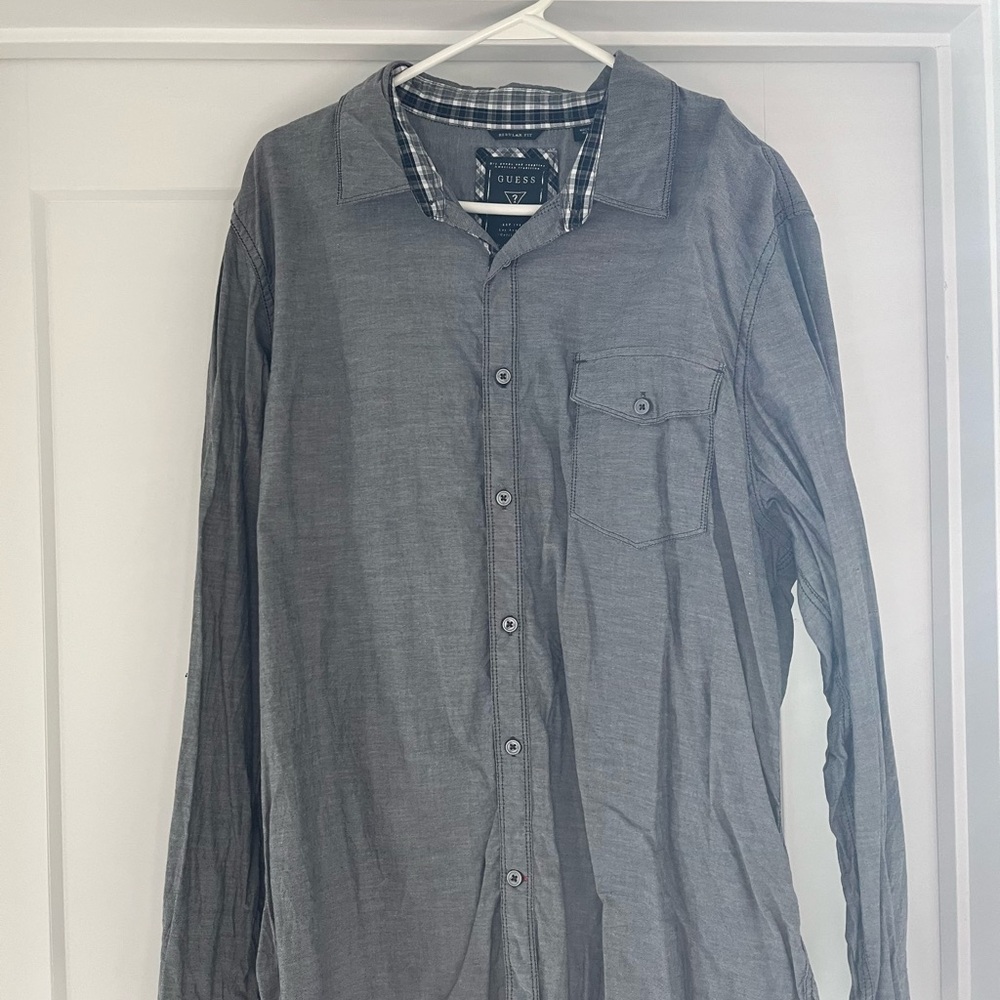 Guess Gray Button-Up Shirt